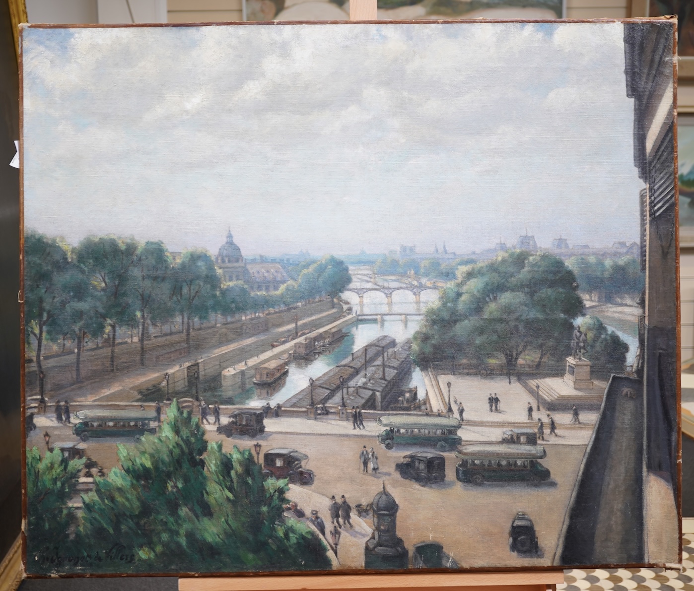 Charles André Igounet de Villers (French, 1881-1944), View of Paris looking along The Seine, oil on canvas, 80 x 95cm, unframed